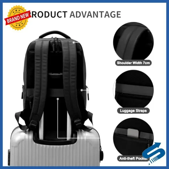Waterproof Laptop Backpack Flight Approved Anti-Theft Daypack 15.6-inch Sleeve